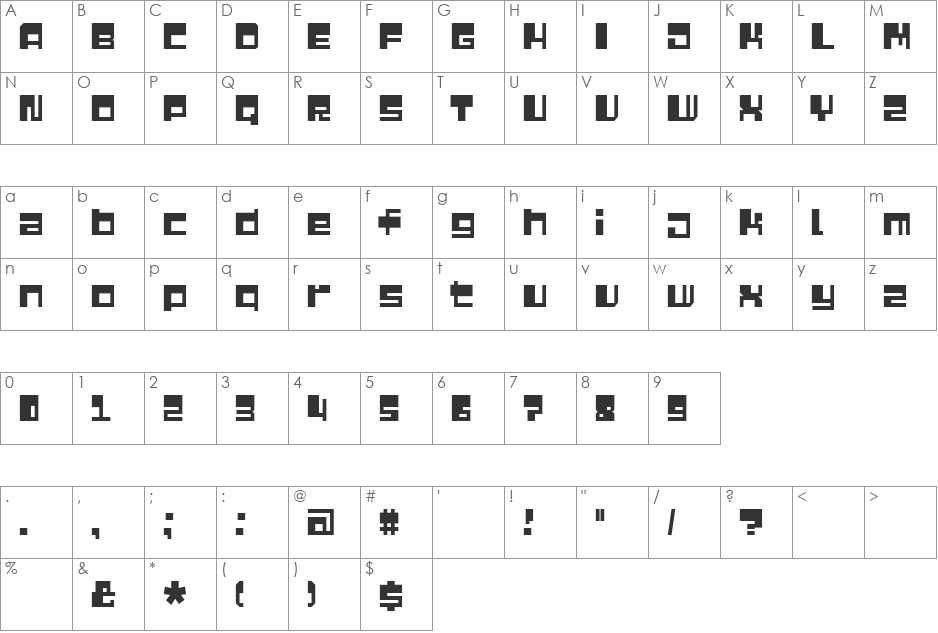 QuaziMode font character map preview