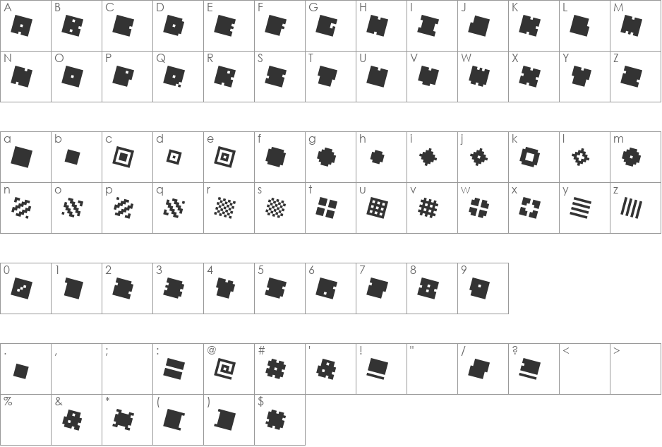 QUBE font character map preview