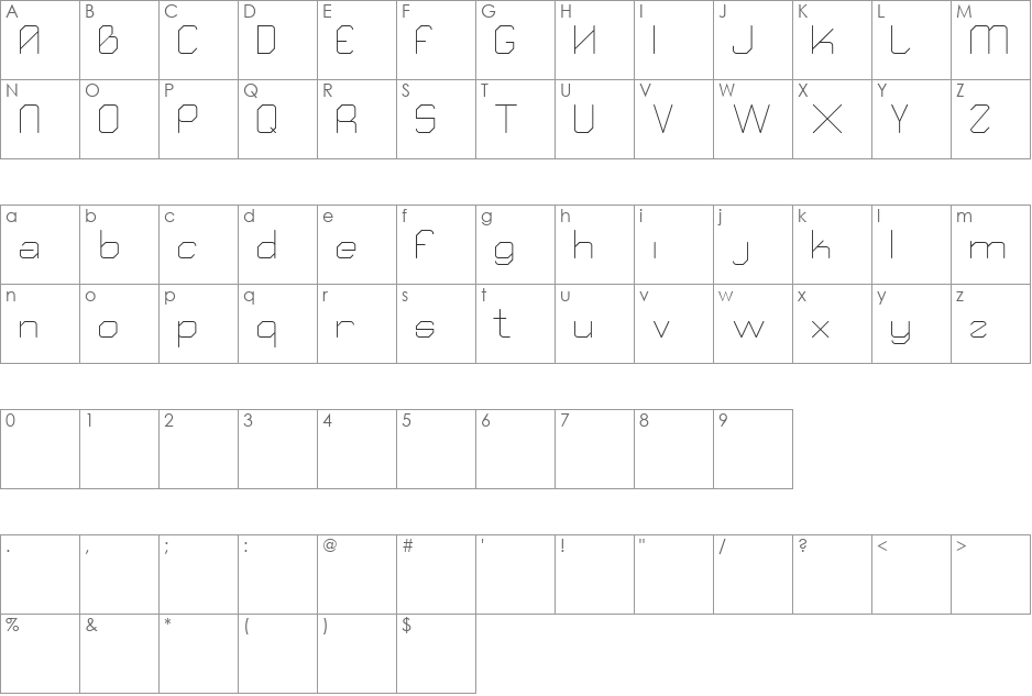 Qube font character map preview