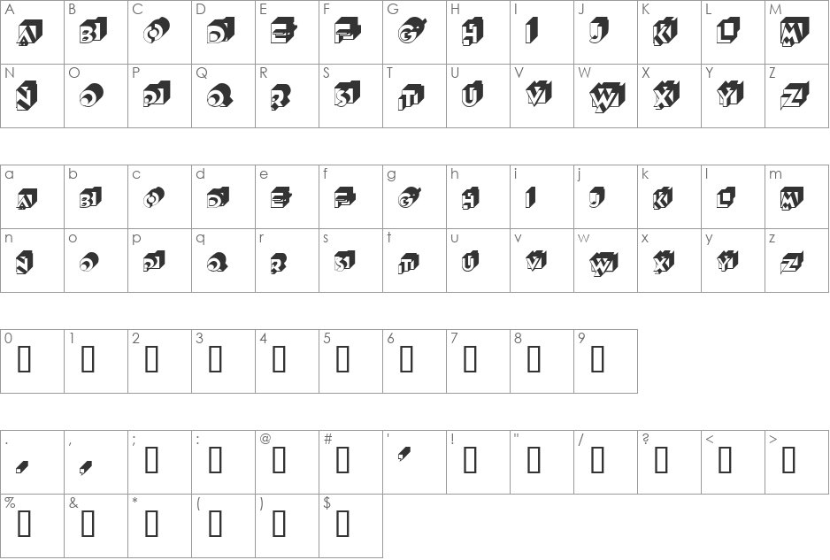 Qubist font character map preview