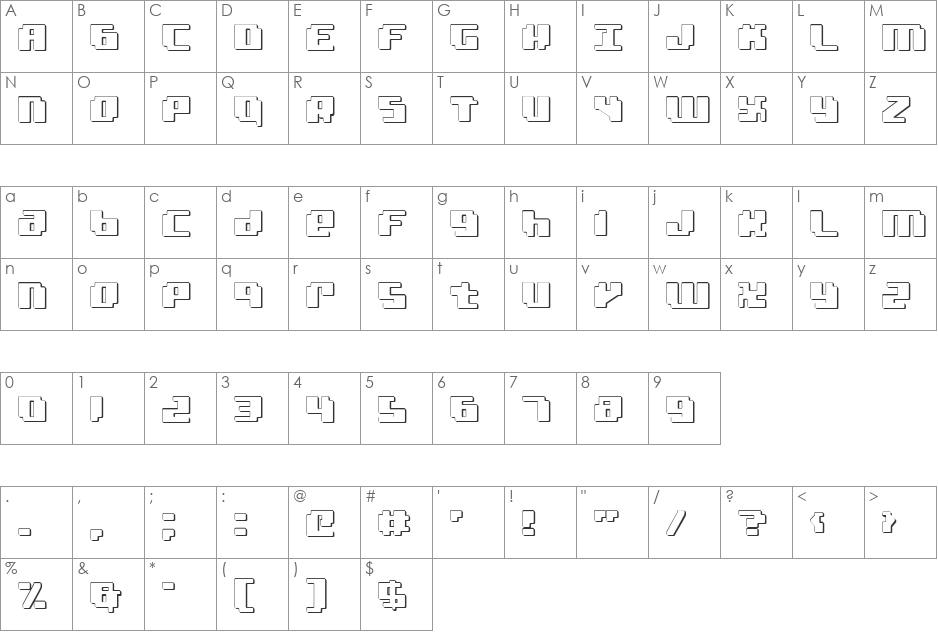 bad robot 3d font character map preview