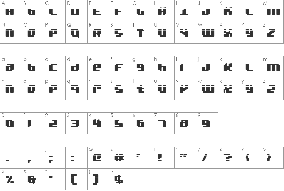 bad robot laser font character map preview