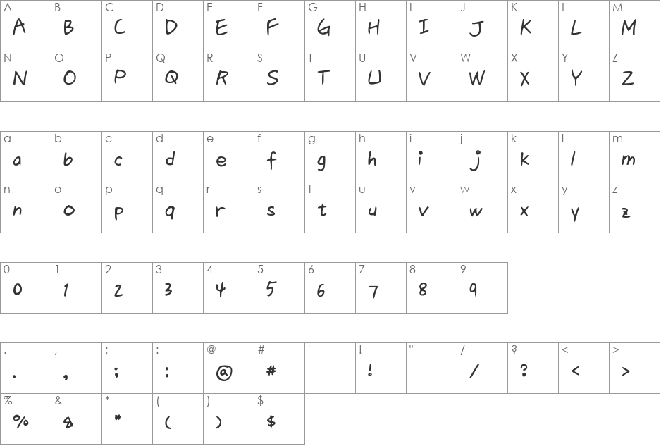 Queen1 font character map preview
