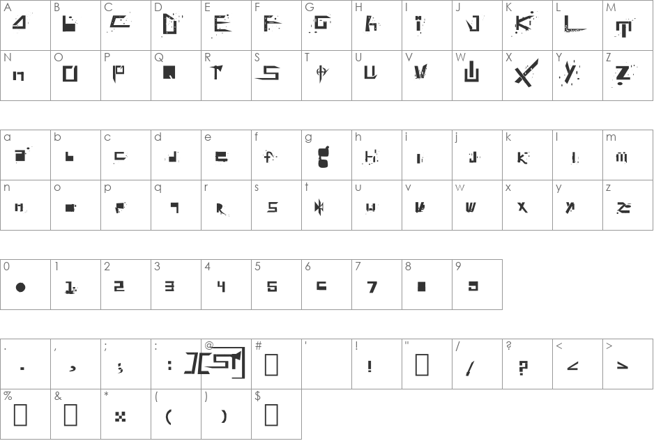 bad soul of shadik font character map preview