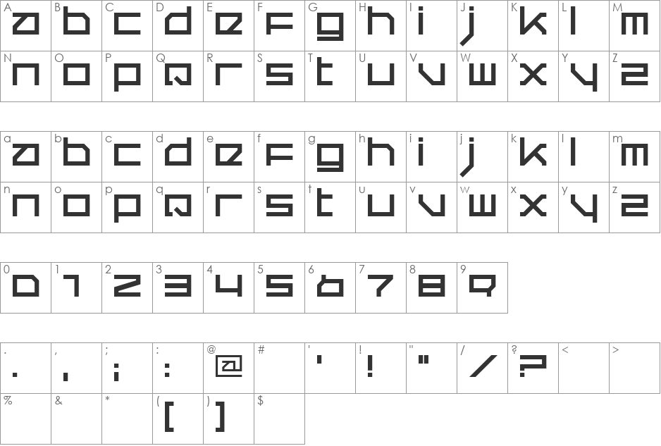 Quer font character map preview