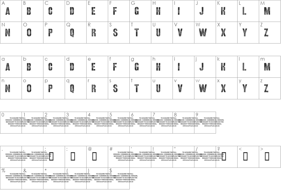 Querencia Army DEMO VERSION font character map preview