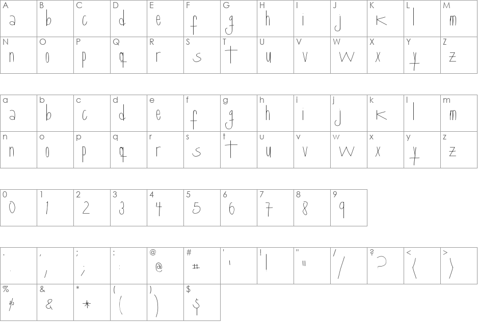 Queretarotaro font character map preview
