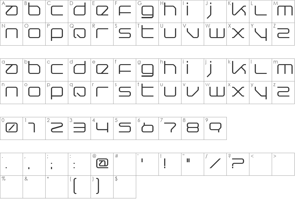 Querround font character map preview