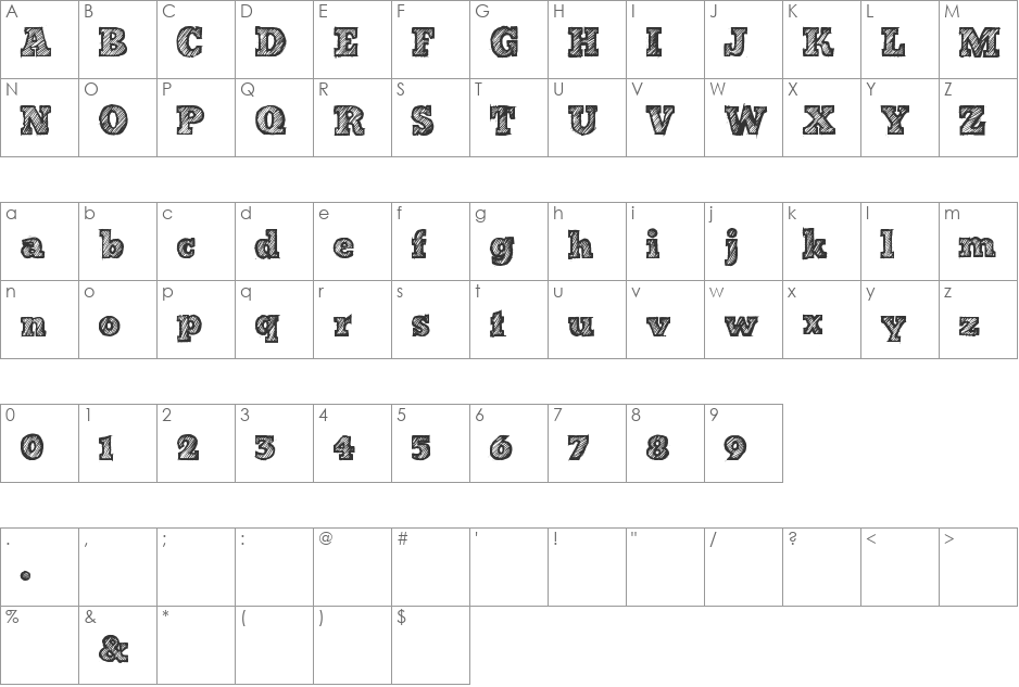 Bad Striped font character map preview