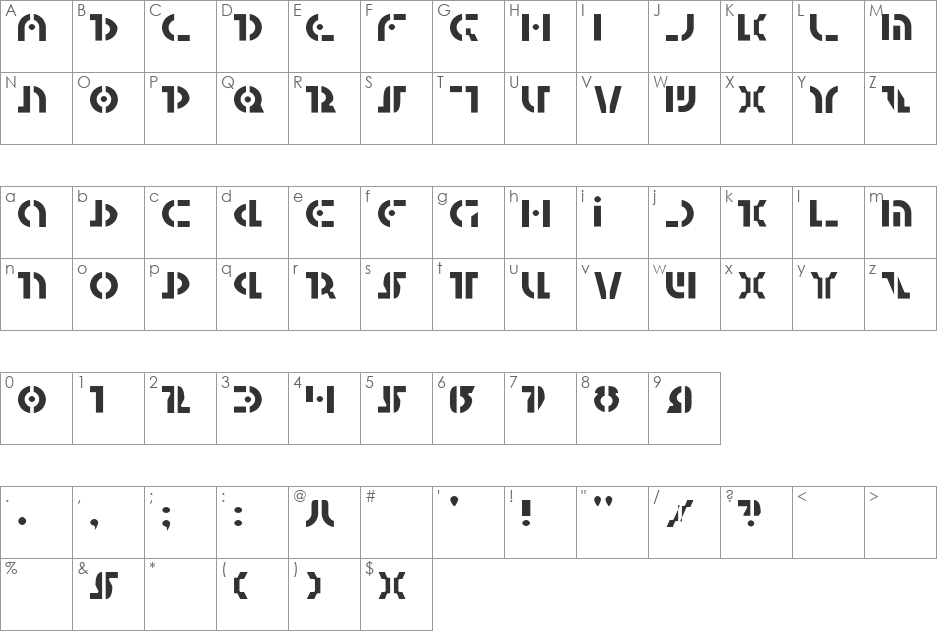 Questlok Light font character map preview