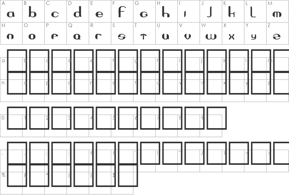 QUESTOR font character map preview