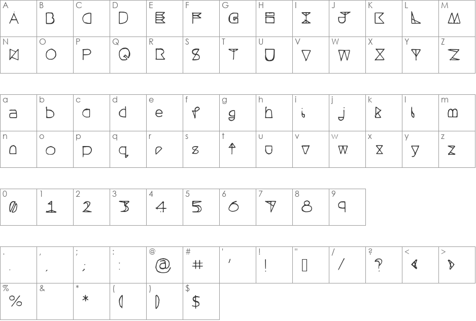 QuestraSolid font character map preview