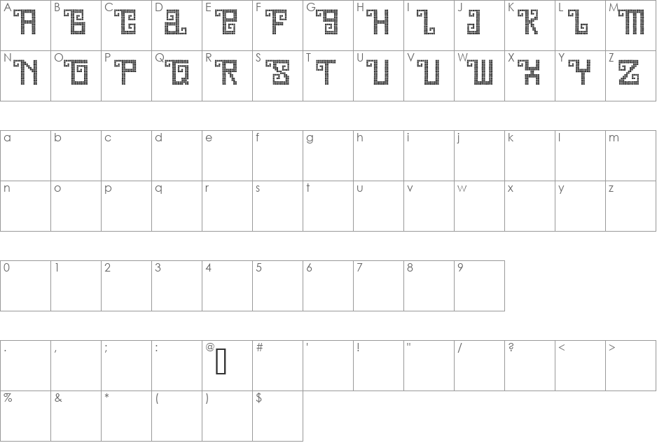 QUETZAL DEMO font character map preview