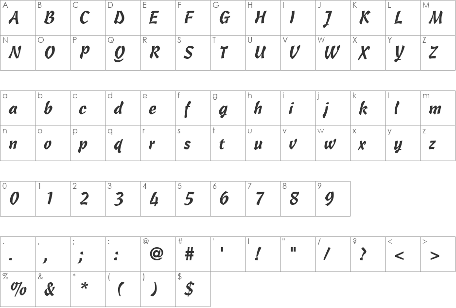 Quiberon font character map preview