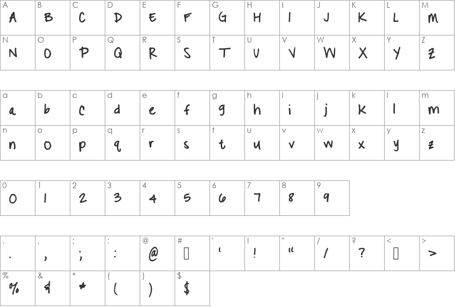 Quick Print font character map preview