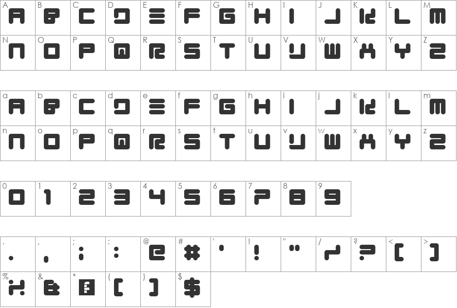 Quickfyr font character map preview
