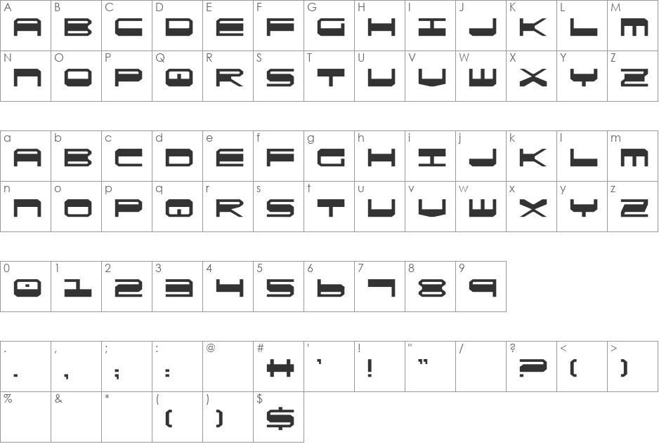 QuickGear font character map preview