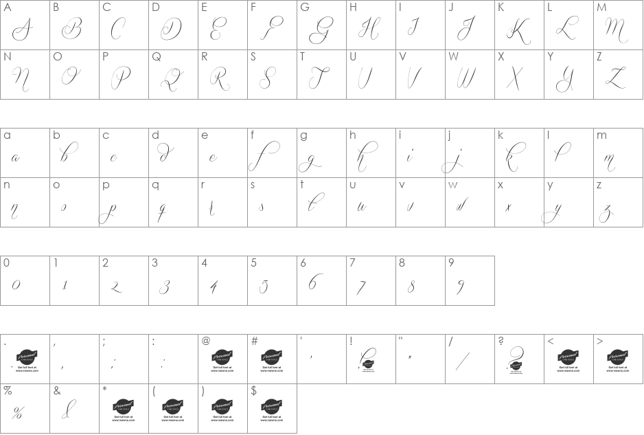 Quickier Demo font character map preview
