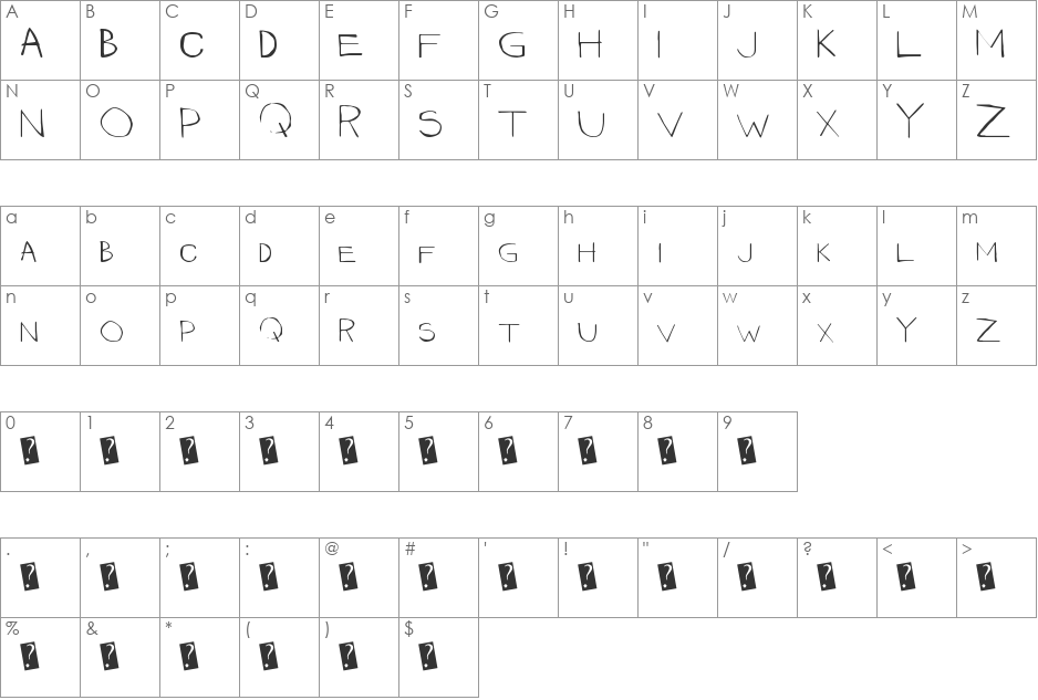 QuicklyCaps font character map preview