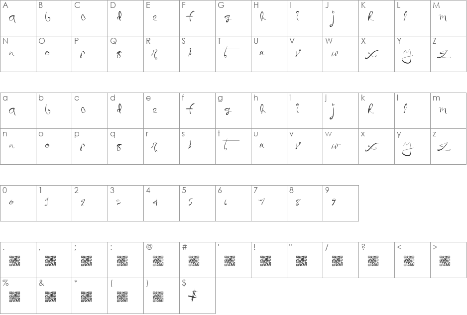 QuicklyWrite font character map preview