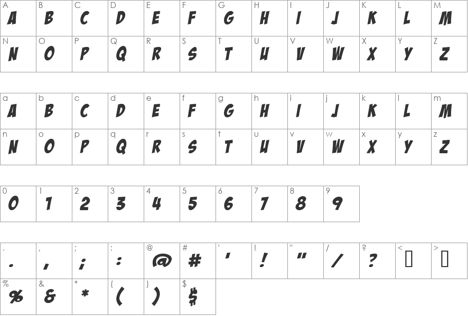 BadaBoom BB font character map preview