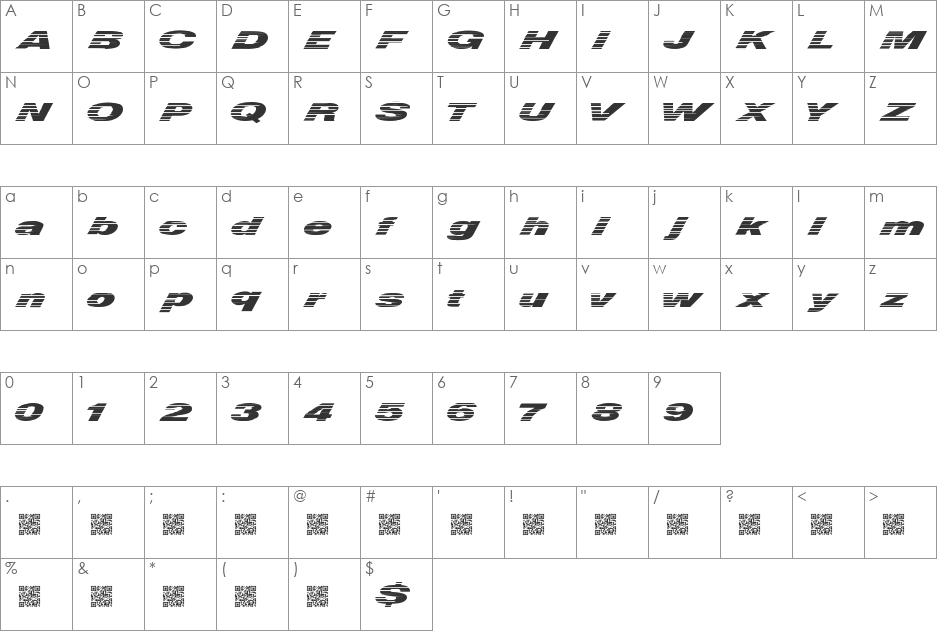 QuickMoney font character map preview