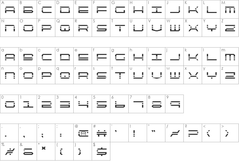 QuickQuick Shadow font character map preview