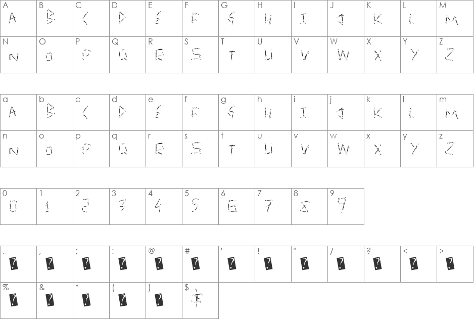 QuickSlash font character map preview