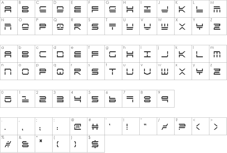 QuickStrike Condensed font character map preview