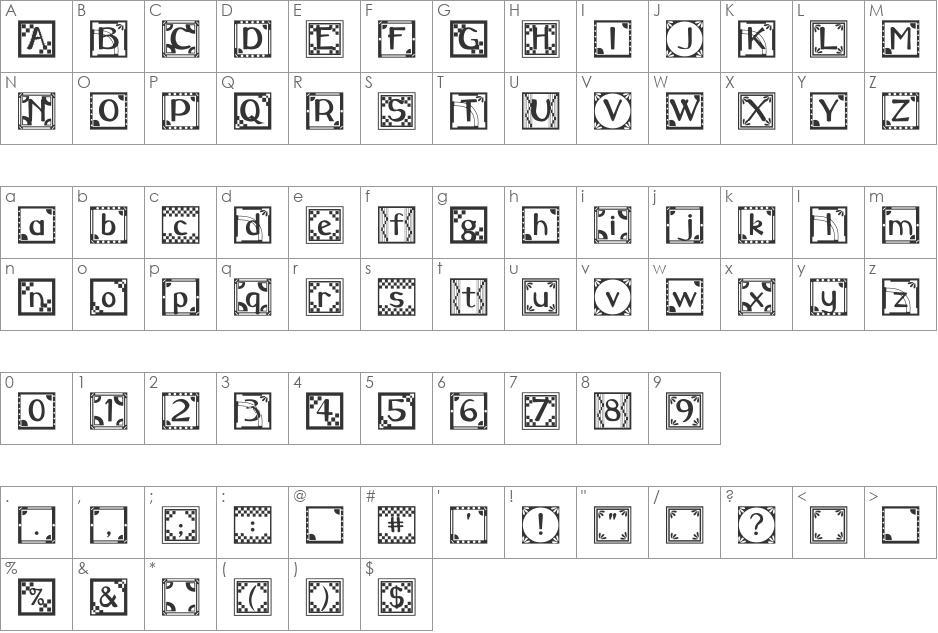 Quilt font character map preview