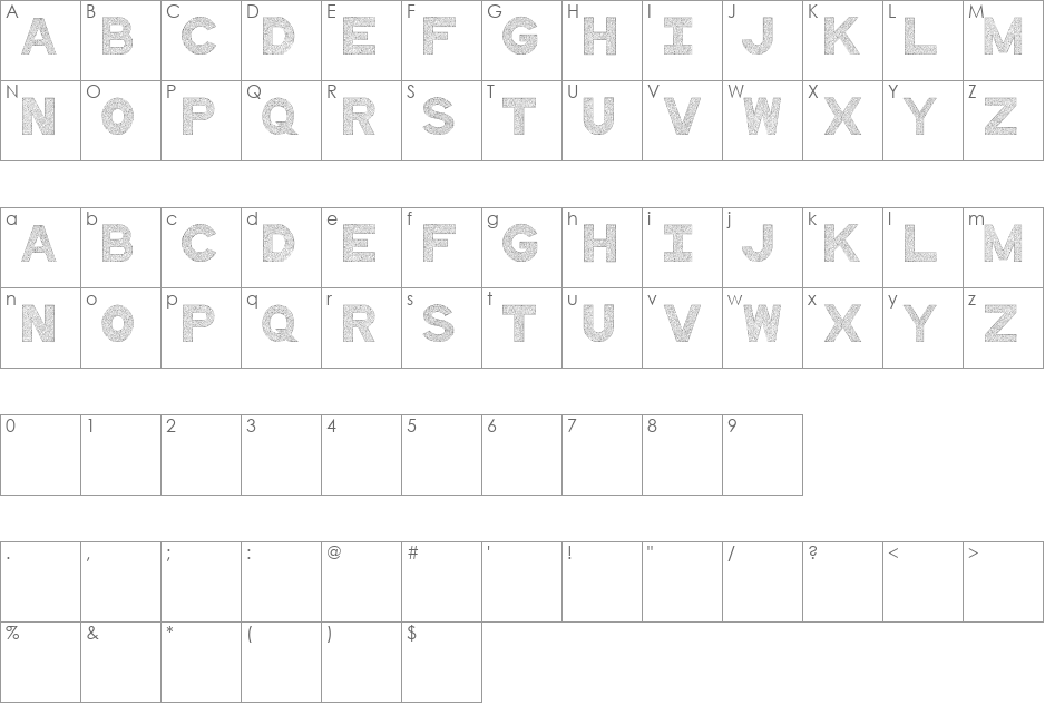 QuiltedStippled font character map preview
