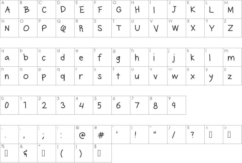 Quincy Egbert font character map preview