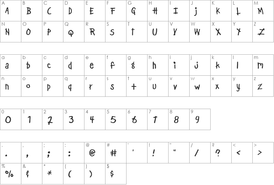 BadDog font character map preview