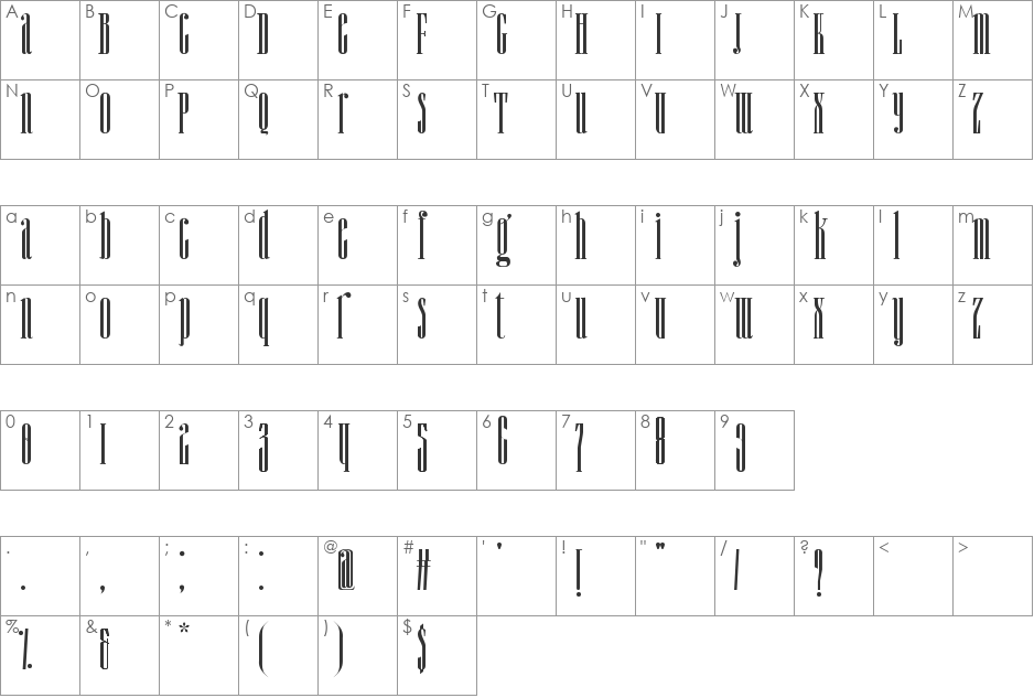 Quinn font character map preview