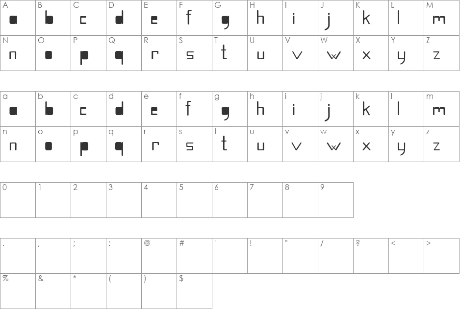 Quirky font character map preview