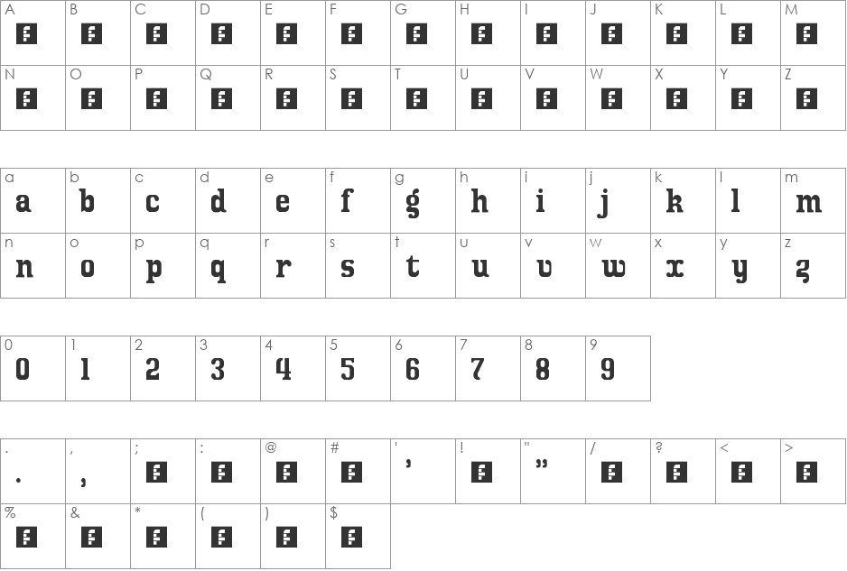quirky serif font character map preview