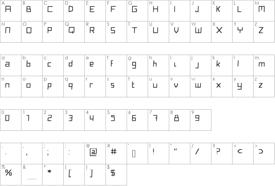 QuirkyRobot font character map preview