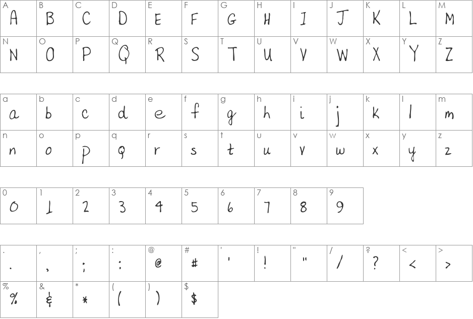 Badger font character map preview