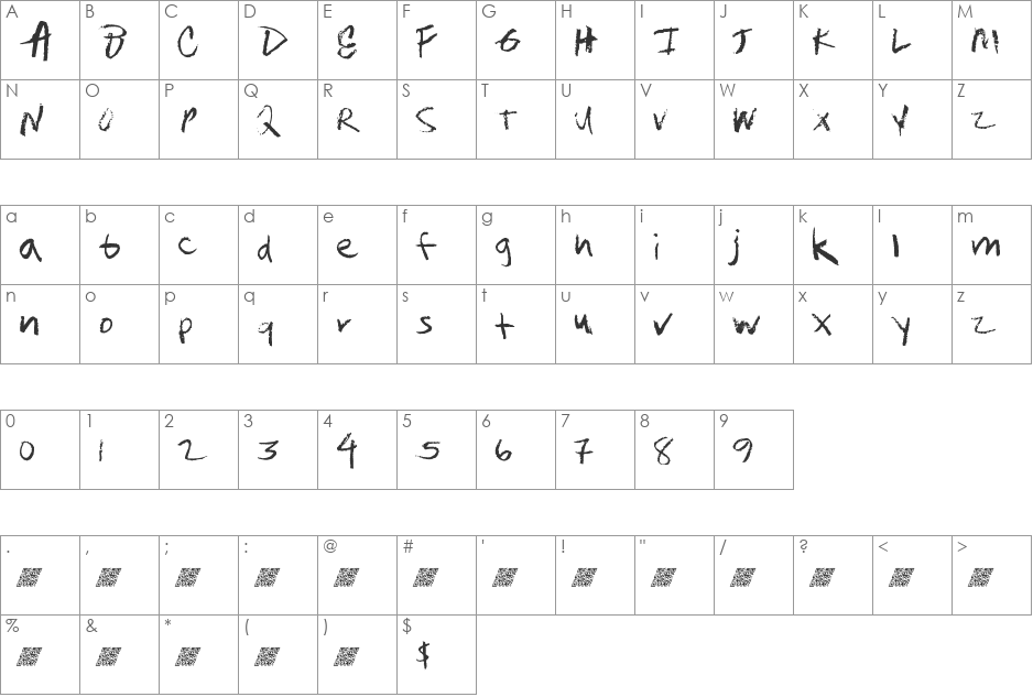 QuitWork font character map preview