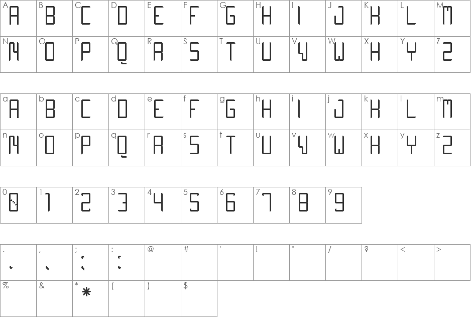 QUIWO LUSE TFB font character map preview