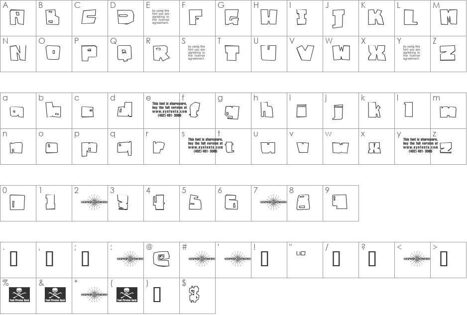 Badger Fatboy font character map preview