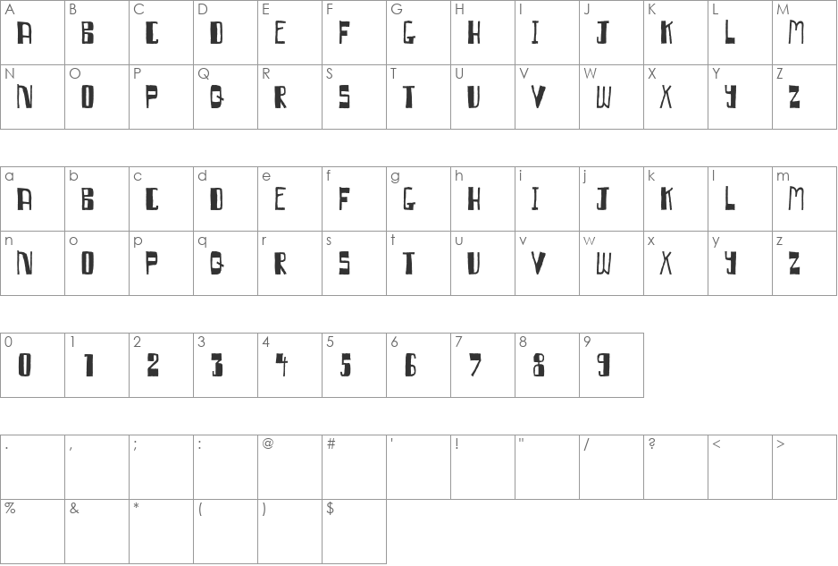 Qumbazonki font character map preview