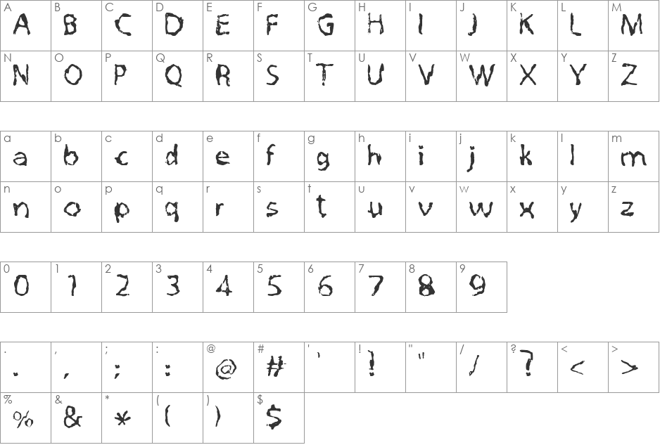 Quo Vadis Quasimodo font character map preview