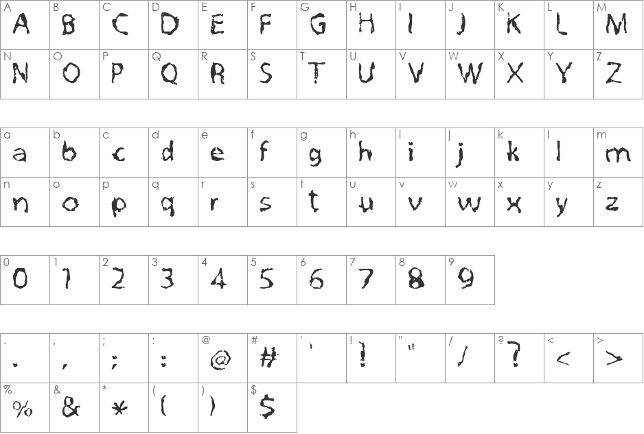 Quo Vadis Quasimodo font character map preview