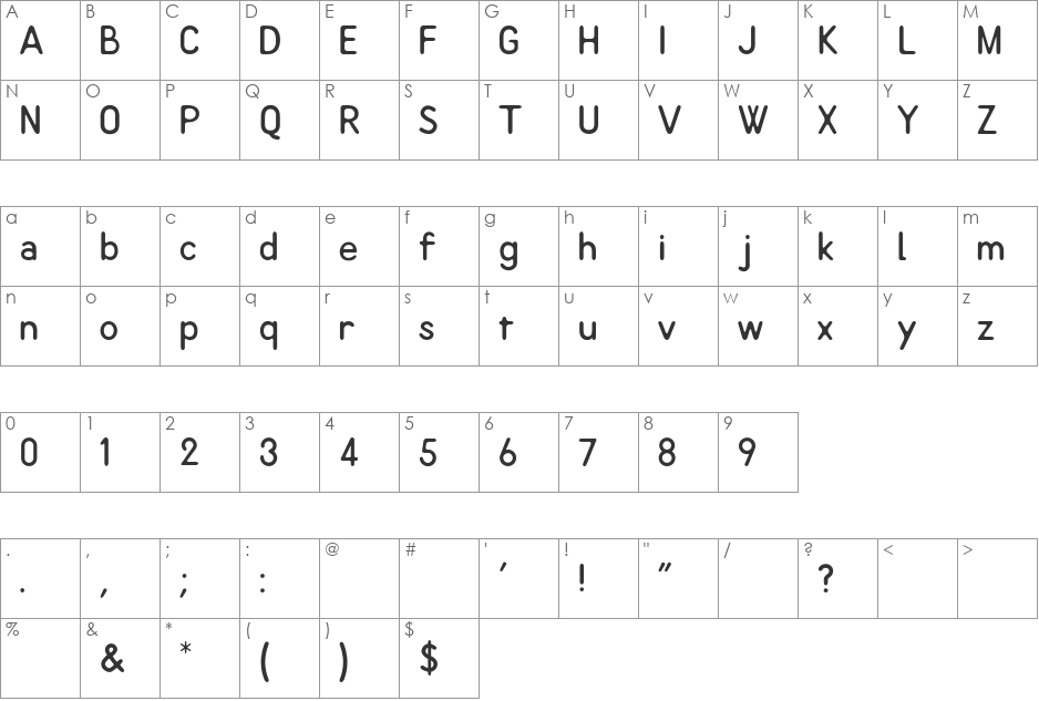 Quote font character map preview