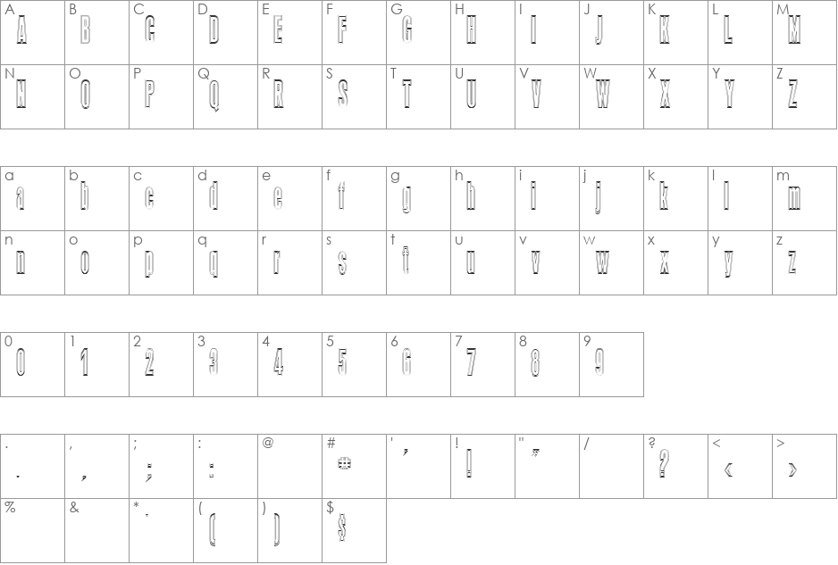 Quote Outline font character map preview