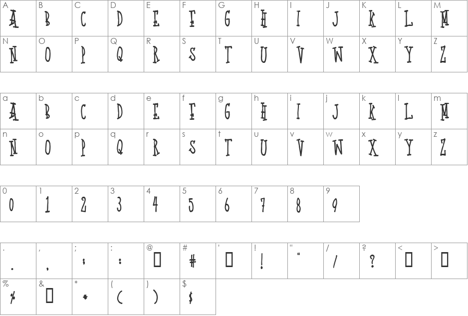Quoted Positivity font character map preview