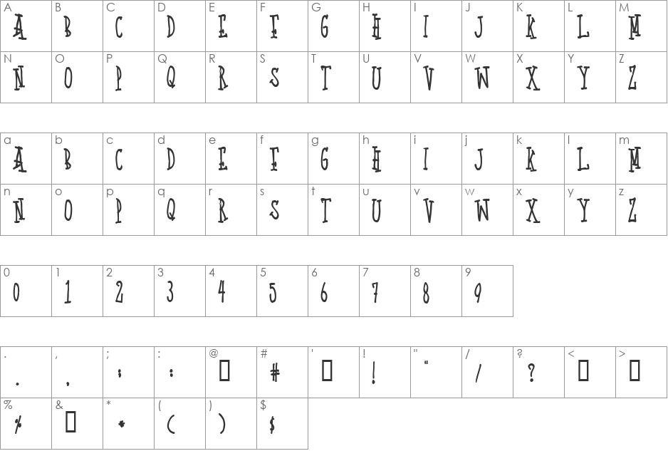 Quoted Positivity font character map preview
