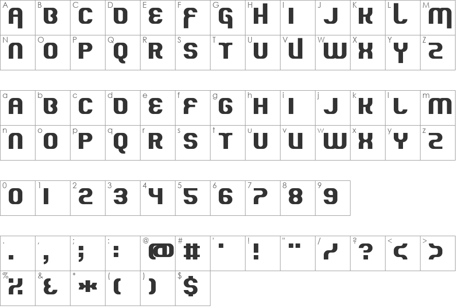 Quous Inno font character map preview
