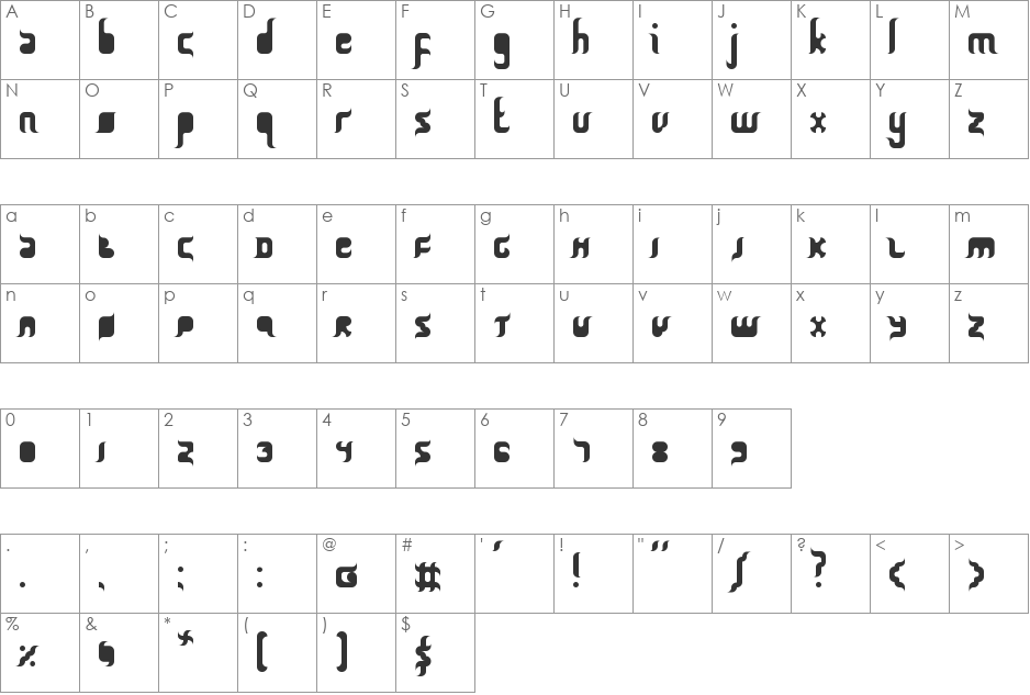 Qurban Feast font character map preview